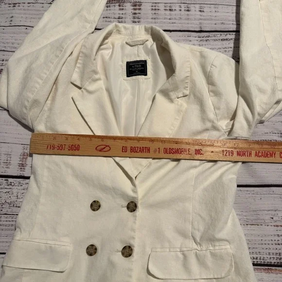 Abercrombie and Fitch Off White Blazer‎ Jacket Women's Size Medium - Picture 6 of 11